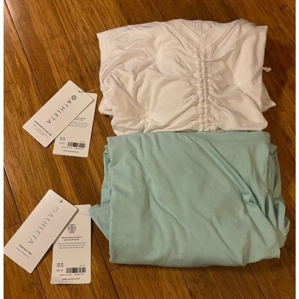 Athleta Crossover Ruched & Stratus Tops Size 3X NWT $139 Value LOT OF 2 Basics - Picture 8 of 10